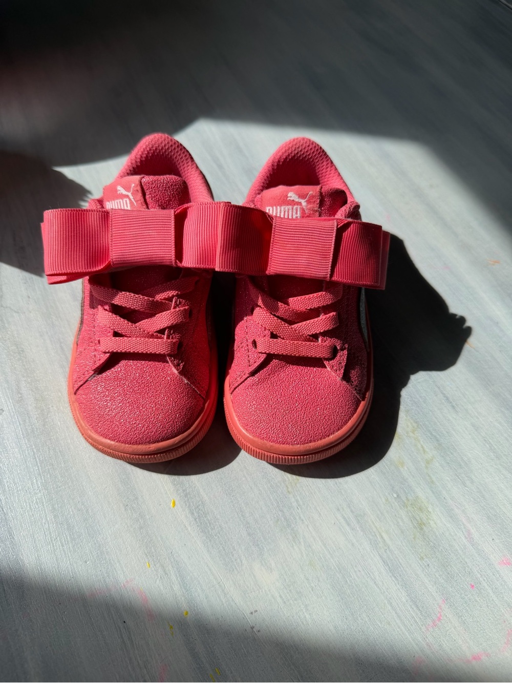 Puma Kids Ribbon-Accent Pink Sneakers